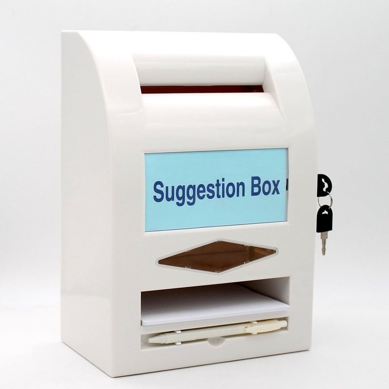 TEMEILI Lockable Privacy Suggestion Box - Wall Mount/Tabletop with Pen & 6 Replaceable Tags, Comment & Mail Box for Party, Office Multi-Use for Donation, Mail & Fundraising - Image 2